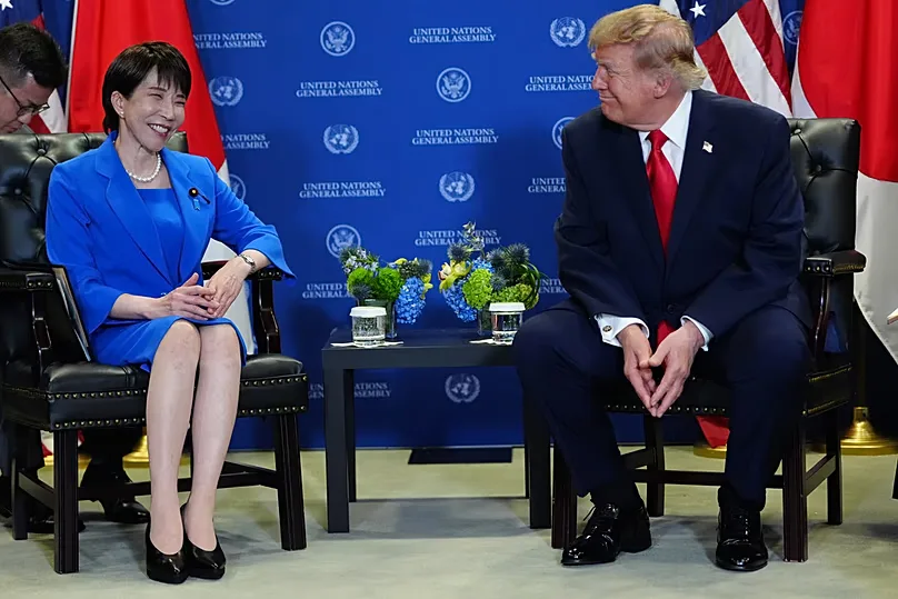 US President Donald Trump meets with Japan's Prime Minister Sanae Takaichi during the United Nations General Assembly, Tuesday, Sept. 22, 2026, at the UN headquarters