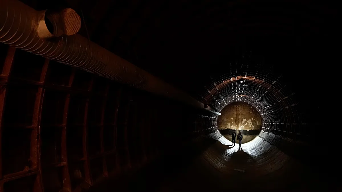An underground defensive bunker in Moscow, built in the last century, now functions as a museum.