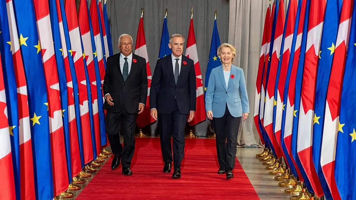 Costa, Carney and von der Leyen in Montreal, Quebec.