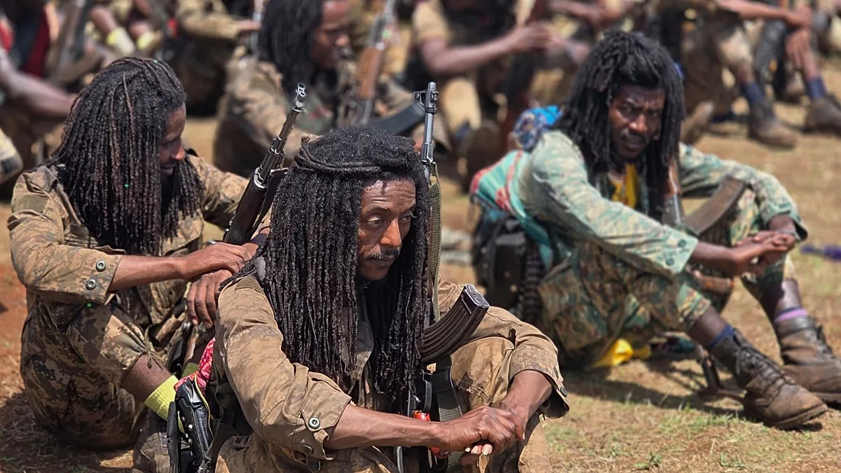 FILE: Members of the Oromo Liberation Army (OLA) attend an orientation session in western Oromia, 2 June 2025
