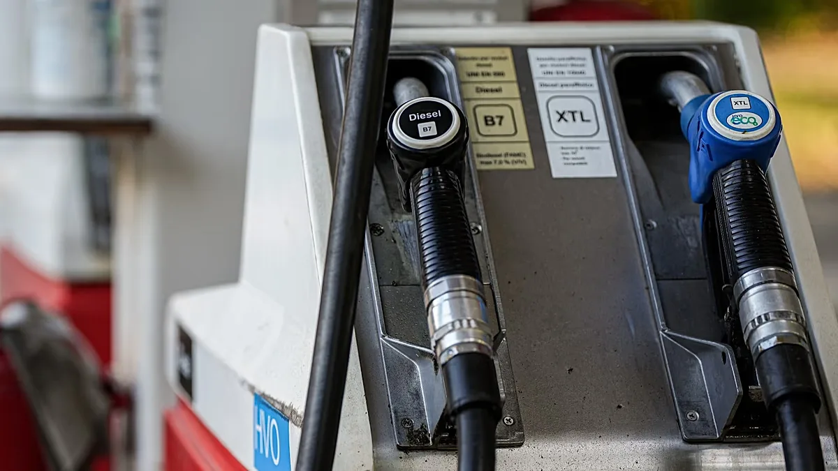 Fuel pumps are seen at a gas station in Turin, Italy, on Friday, July 24, 2026. 