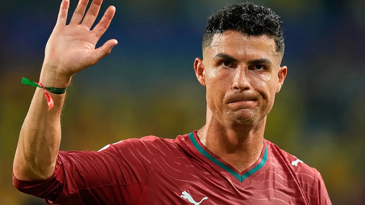 FILE (27.06.2026) Portugal's Cristiano Ronaldo waves after the Group K World Cup match between Colombia and Portugal