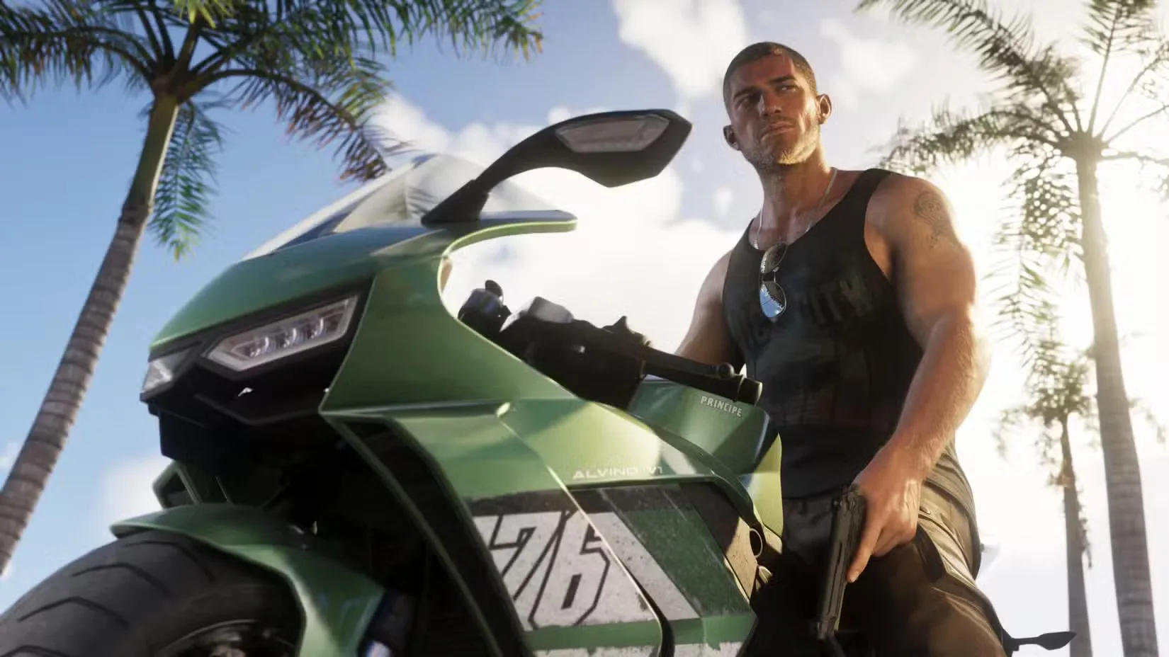 Jason Duval on a motorcycle in Grand Theft Auto 6