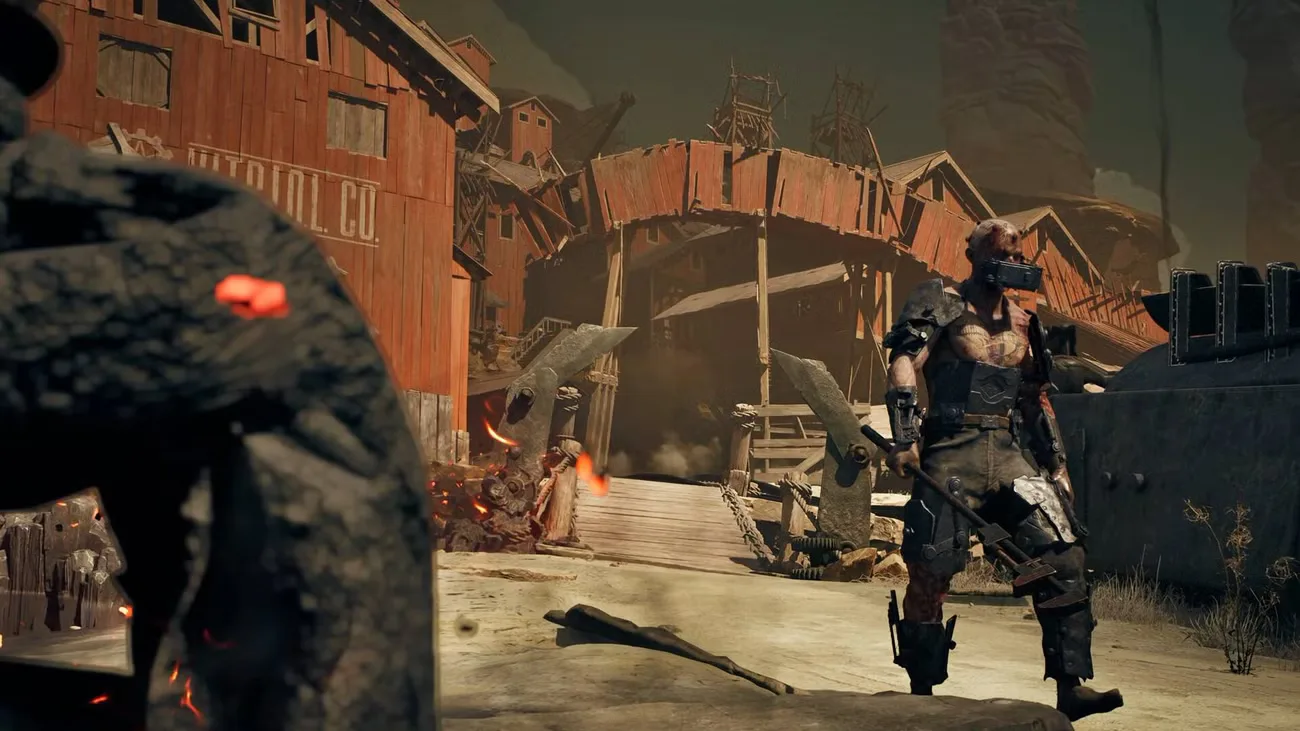 An enemy walking with a melee weapon in hand in Guns of Eschaton.