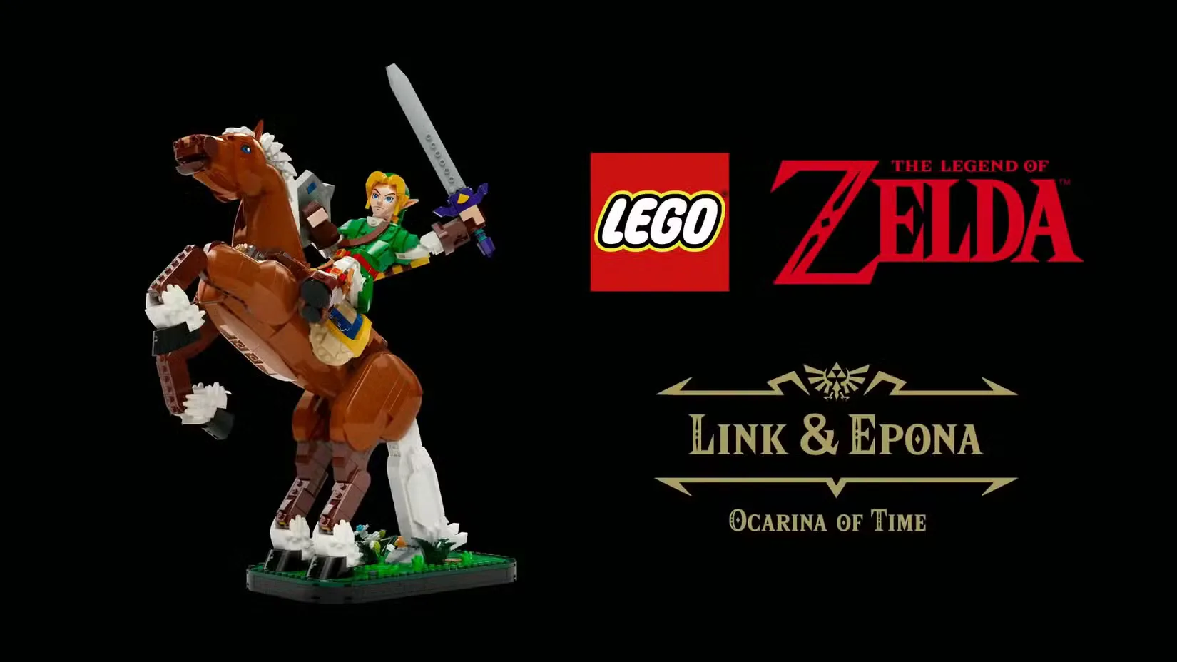 A lego version of Link on his horse Epona
