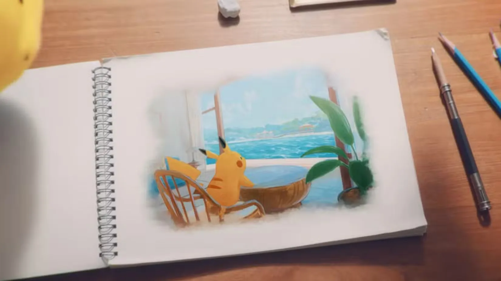 A sketch of Pikachu that appears to be concept art for Winds and Waves, based on the RPG's first trailer.
