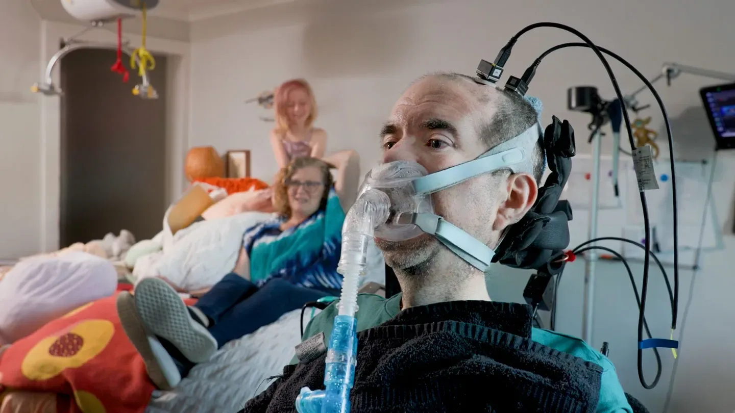 A man named Casey has a brain implant to help him talk